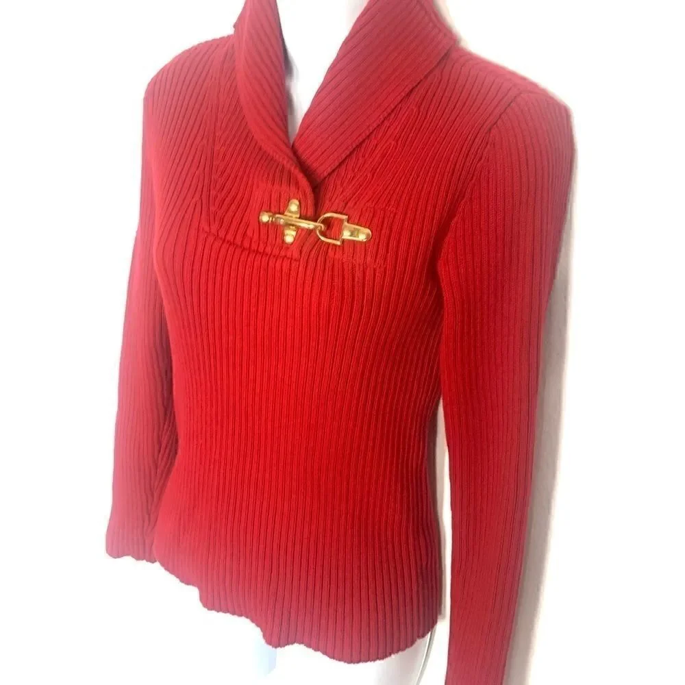 Vintage Ralph Lauren Black Label Red Holiday Cotton Sweater